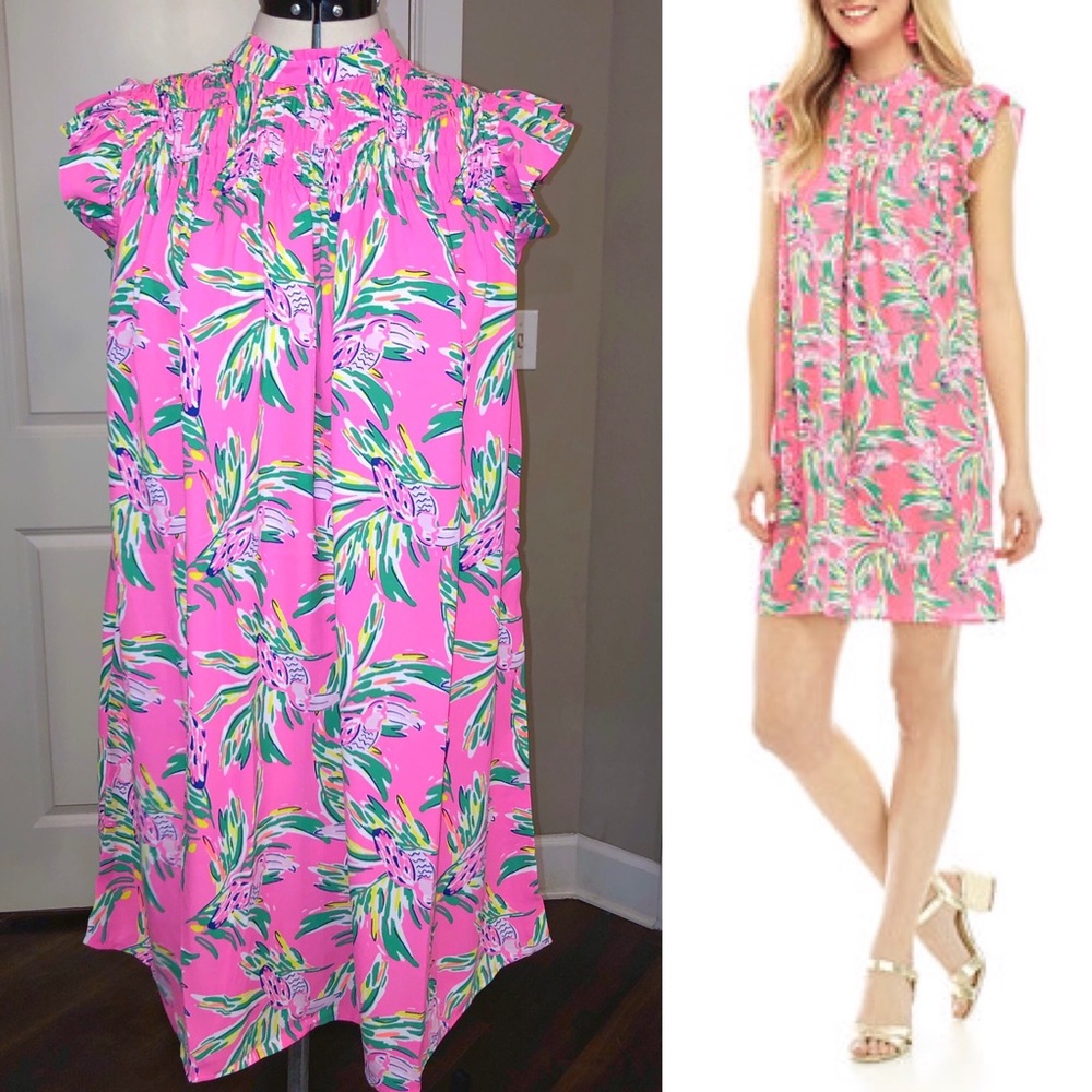 Women's Flutter Sleeve Smocked Yoke Dress